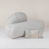 Ensemble de méditation en lin naturel comprenant un zafu rond, un bolster de yoga et un coussin pour les yeux à la lavande, faits main au Maroc – Atelier Cocon