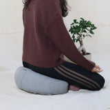 Oatmeal Half-Moon Meditation Cushion – Linen Cover & Natural Kapok Filling