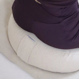 Oatmeal Half-Moon Meditation Cushion – Linen Cover & Natural Kapok Filling