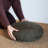 Zafu Traditionnel en lin vert zaity – Coussin de méditation